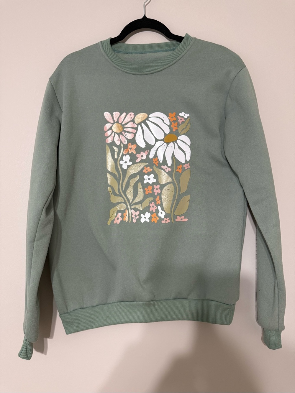 Floral Graphic Crewneck Sweatshirt - Sage Green